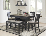 FLEMING Black 6 Piece Counter Set with Bench