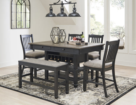 FLEMING Black 6 Piece Counter Set with Bench