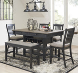 FLEMING Black 6 Piece Counter Set with Bench