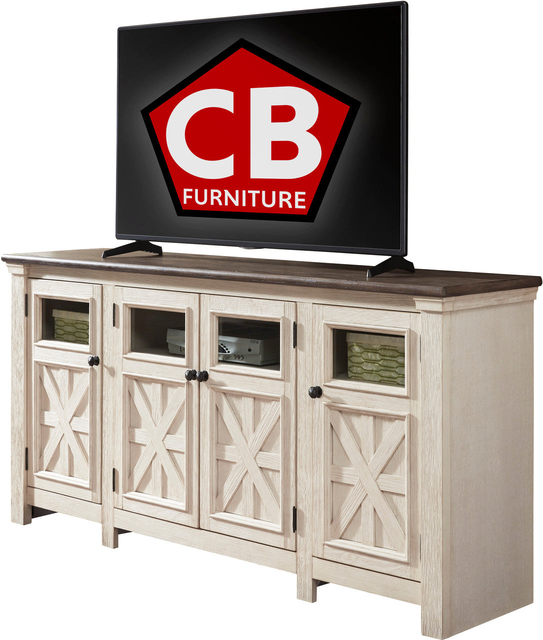 FLEMING White 74" Wide x 36" Height TV Stand