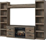 FRANKFURT Brown 95" Wide Wall Unit with Fireplace (RTA)