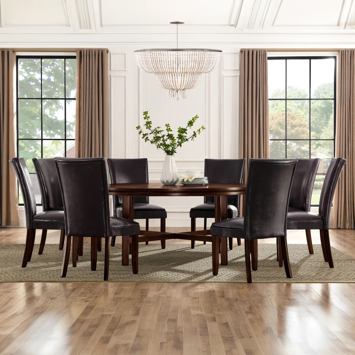 FREDRICK Dark Espresso Oversized Round 72" Wide Dining Table