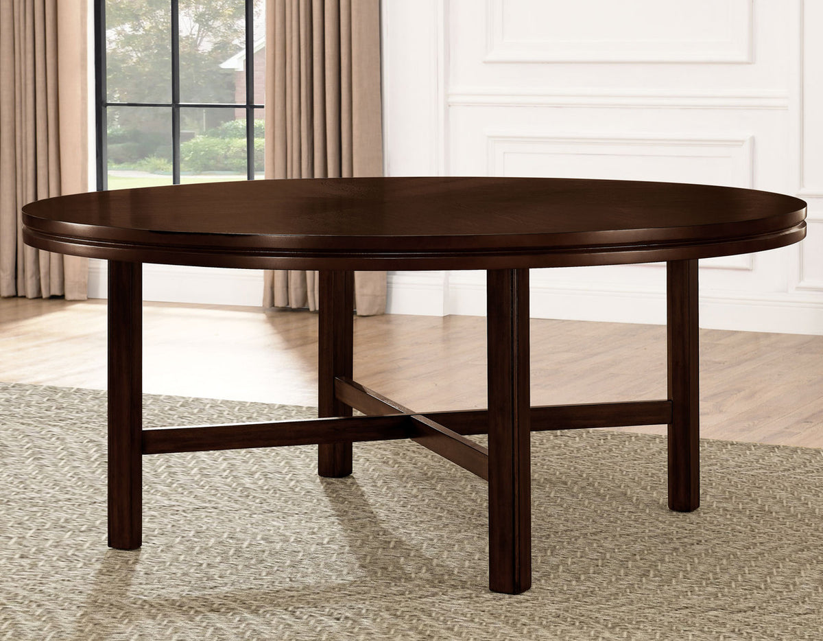 FREDRICK Dark Espresso Oversized Round 72" Wide Dining Table
