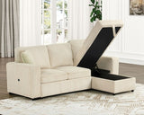 FARAH Beige 93" Wide Reversible Corduroy Sectional with Pull-Out Sleeper & Storage