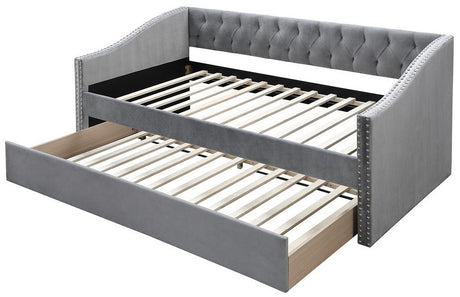REMEDY Gray Velvet Daybed with Trundle