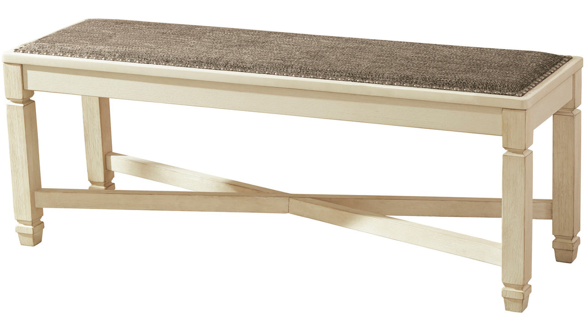 FLEMING White 50" Wide Dining Bench