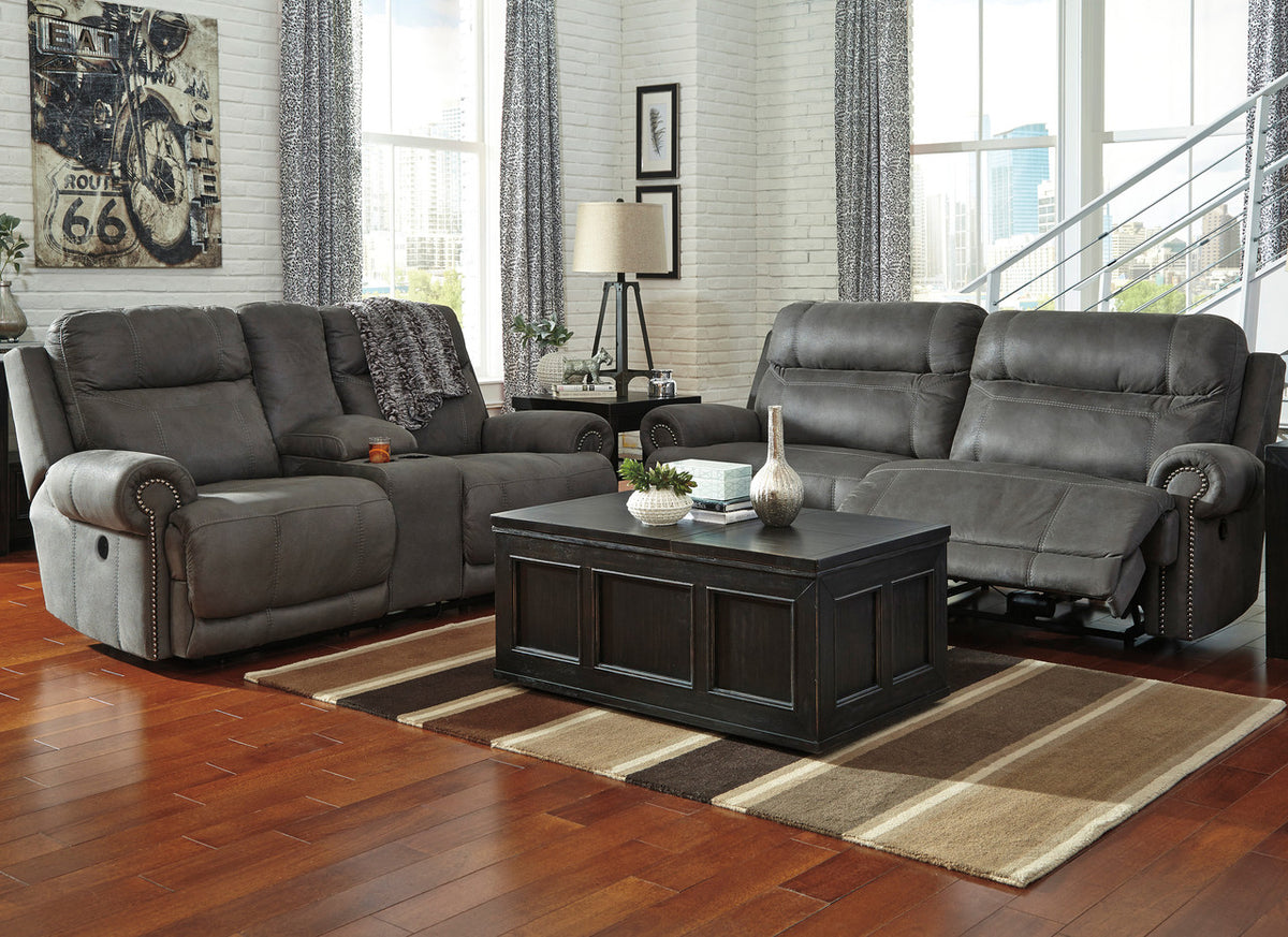 FREDERICK Gray Microsuede Reclining Sofa & Loveseat