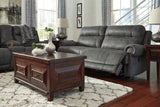 FREDERICK Gray Microsuede 91" Wide Reclining Sofa