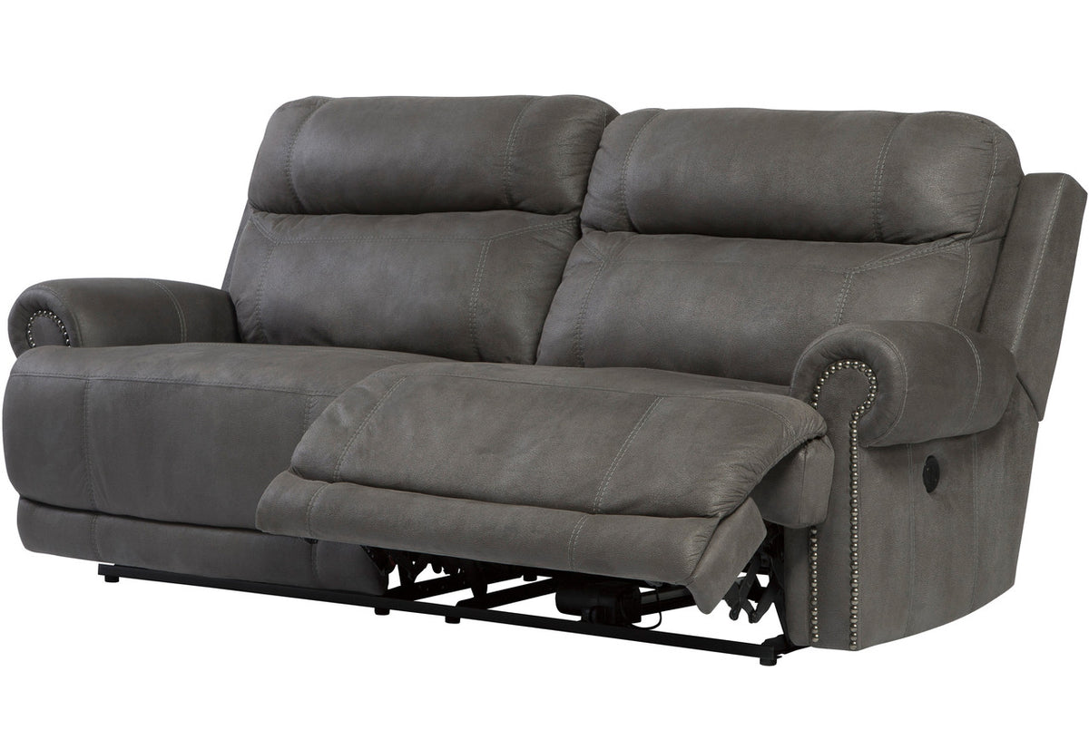 FREDERICK Gray Microsuede 91" Wide Reclining Sofa