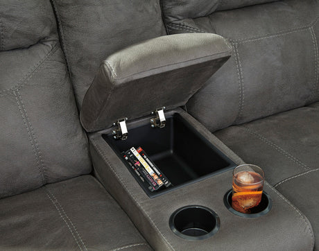 FREDERICK Gray Microsuede 80" Wide Reclining Loveseat