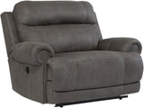 FREDERICK Gray Microsuede 55" Wide Gray Zero Wall Recliner