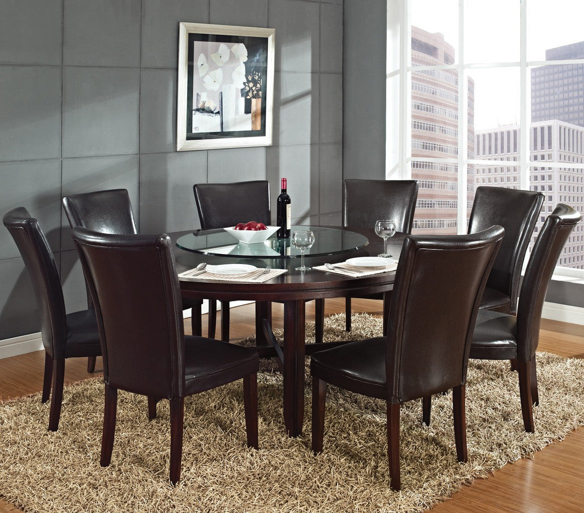 FREDRICK Dark Espresso Oversized Round 7 Piece Dining Set