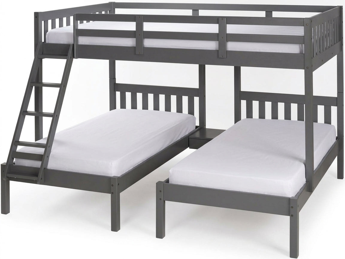 GADSEN Dark Gray Full over Double Twin Bunkbed