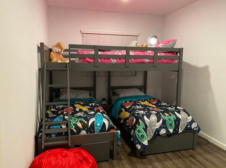 GADSEN Dark Gray Full over Double Twin Bunkbed