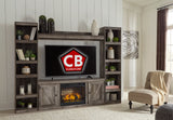 GAEL Gray 95" Wide Wall Unit with Fireplace (RTA)