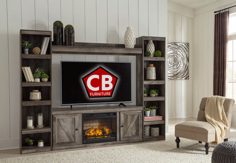 GAEL Gray 95" Wide Wall Unit with Fireplace (RTA)
