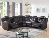 GALACTICA Dark Brown 99" Wide Power Reclining Sectional with LED's