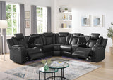 GALACTICA Black 99" Wide Power Reclining Sectional with LED's