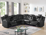 GALACTICA Black 99" Wide Power Reclining Sectional with LED's