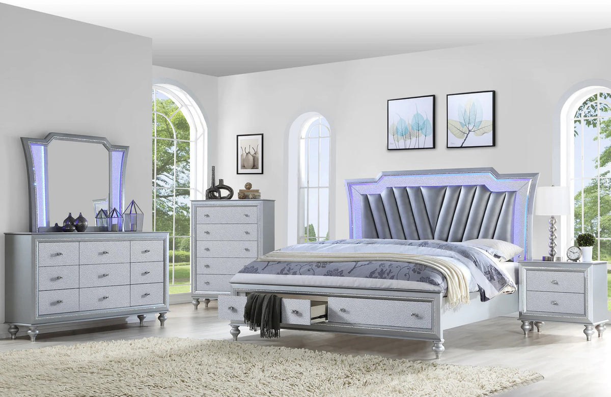 GALAXY Silver Storage Bedroom Set