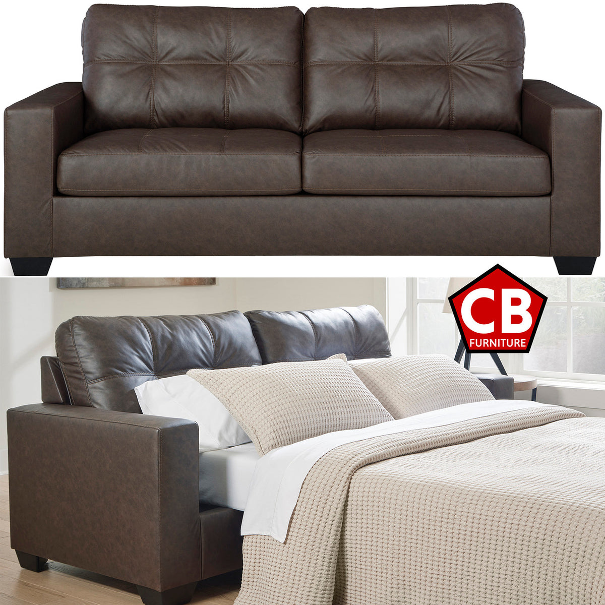 GALLANT Brown 85" Wide Queen Sofa Sleeper