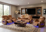 GAMBIT Caramel Brown Livingroom with Bluetooth Speakers & LED Lighting