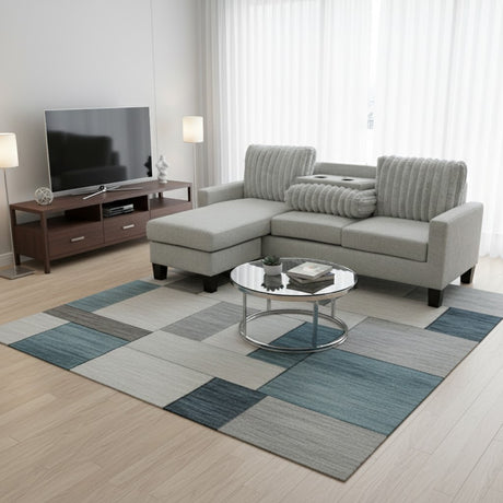 GAMBOA Gray 78" x 53" Reversible Sofa Chaise with Charging Console