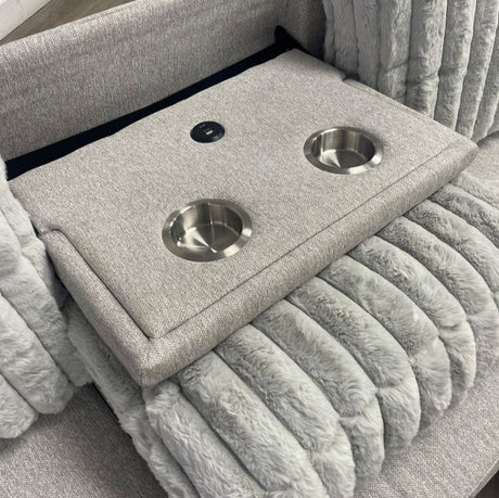 GAMBOA Gray 78" x 53" Reversible Sofa Chaise with Charging Console