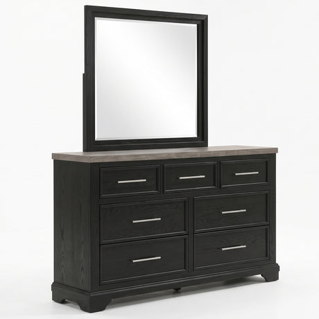 GANDER Black 59" Wide Dresser & Mirror