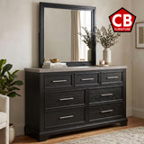 GANDER Black 59" Wide Dresser & Mirror