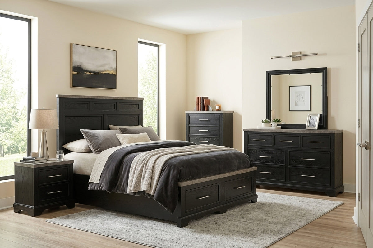 GANDER Black Storage Platform Bedroom Set