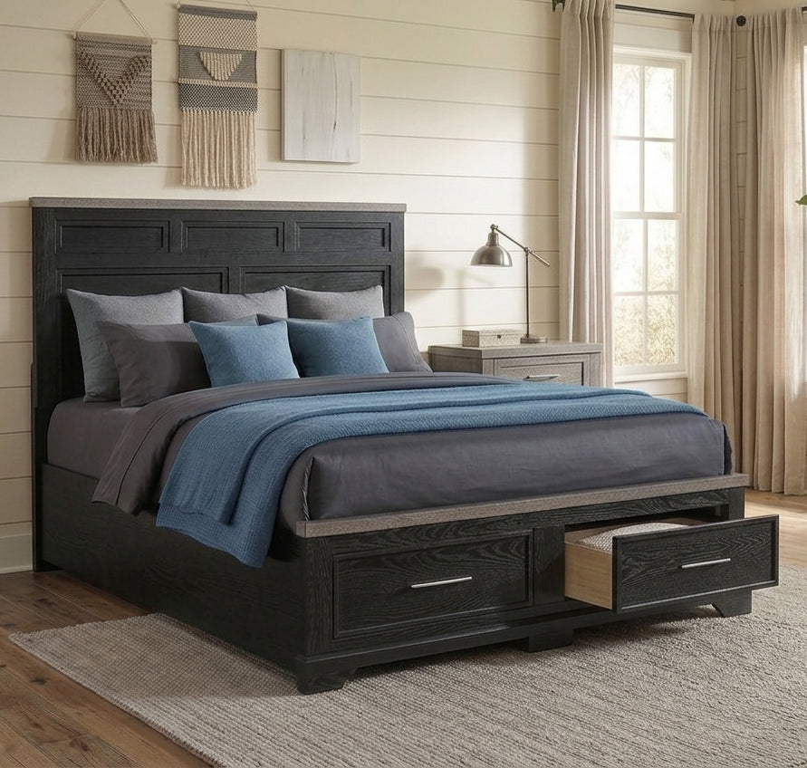 GANDER Black Storage Platform Bedroom Set