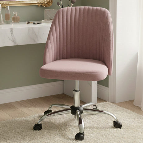 GEISHA Pink Linen 26" Wide Adjustable-Height Swivel Chair