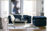 GEMINA Navy Blue Velvet 66" Wide Loveseat