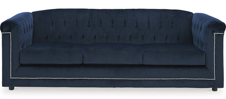 GEMINA Navy Blue Velvet 93" Wide Sofa