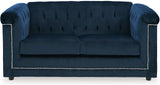 GEMINA Navy Blue Velvet 66" Wide Loveseat