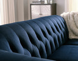 GEMINA Navy Blue Velvet 66" Wide Loveseat