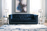 GEMINA Navy Blue Velvet 93" Wide Sofa
