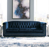 GEMINA Navy Blue Velvet 93" Wide Sofa
