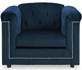 GEMINA Navy Blue Velvet 42" Wide Arm Chair