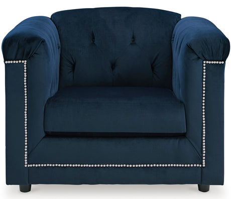 GEMINA Navy Blue Velvet 42" Wide Arm Chair