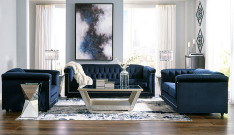 GEMINA Navy Blue Velvet 42" Wide Arm Chair