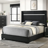GENAVEVE Black Corduroy Velvet Bed