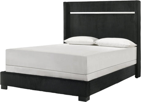 GENAVEVE Black Corduroy Velvet Bed