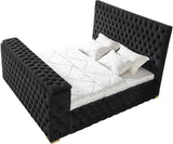 GENEVA Black Velvet Platform Bed with Fireplace and Lift-Up TV Mount