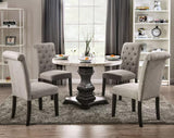 GEROLT Light Gray 5 Piece Dining Set with 100% Real White Marble