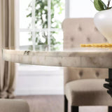 GEROLT Light Gray 5 Piece Dining Set with 100% Real White Marble