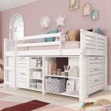 GERTRUDE White Twin Low Loft Bed