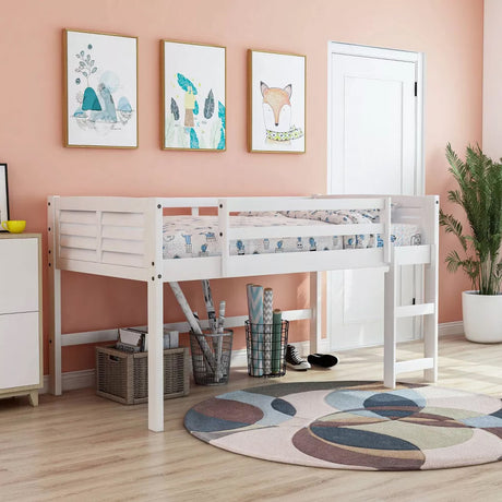 GERTRUDE White Twin Low Loft Bed