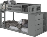 GIANI Gray Twin Bunkbed With Chest & Drawers